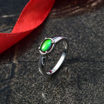 D'Joy Ammolit Ring, 925 Silber platiniert - 0,87 ct.