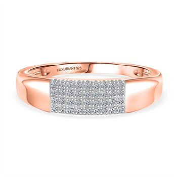 LUXURIANT VS-EF Labor Diamant Ring, 925 Silber 750 Ros&eacute;gold Vermeil - 0,20 ct.