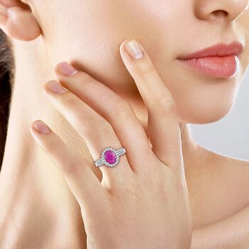 Rhapsody AAAA Nat&uuml;rlicher Mosambik-Rubin, Wei&szlig;er Diamant Ring 950 Platin (Gr&ouml;&szlig;e 16.50) ca. 2,15 ct