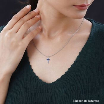 LUSTRO STELLA - Blauer Zirkonia Anh&auml;nger mit Kette, 925 Silber rhodiniert ca. 2.78 ct