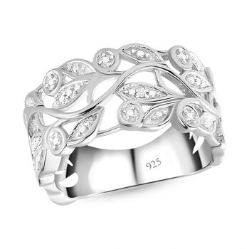 ALLORO platinierter Silberring mit Diamantakzenten