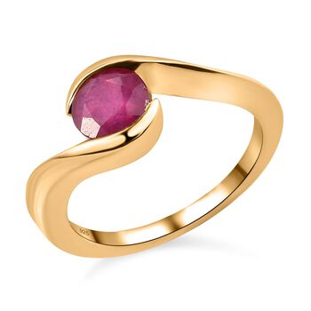 Afrikanischer Rubin (Fissure gef&uuml;llt)-Ring, 925 Silber vergoldet (Gr&ouml;&szlig;e 18.00) ca. 1.32 ct