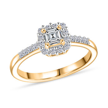 LUXURIANT SI-GH Labor Diamant Ring, 925 Silber 750 Gelbgold Vermeil - 0,50 ct.