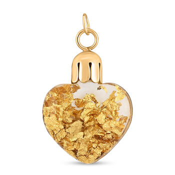 Handgefertigter Herz-Anh&auml;nger mit echtem 916er Blattgold in edler Glasflasche