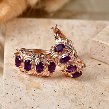 EVER TRUE Afrikanischer Amethyst Ohrringe 950 Kupfer ca. 3,54 ct.