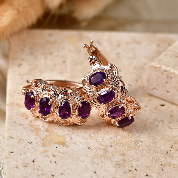 EVER TRUE Afrikanischer Amethyst Ohrringe 950 Kupfer ca. 3,54 ct. image number 1