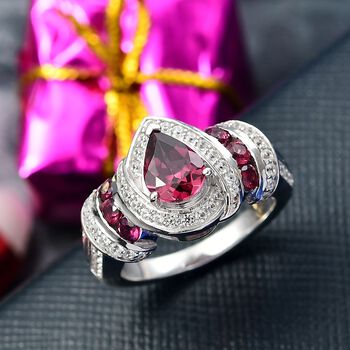 D'Joy AA Rhodolith Granat und Zirkon Ring - 3,18 ct.