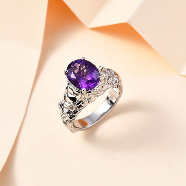 Afrikanischer Amethyst, Wei&szlig;er Zirkon Ring Messing (Gr&ouml;&szlig;e 17.00) ca. 2,84 ct image number 1