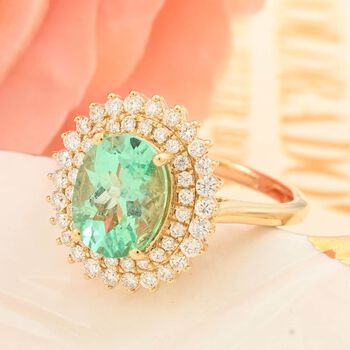 Iliana AAA Kolumbianischer Smaragd, Wei&szlig;er Diamant Ringe 750 Gold (Gr&ouml;&szlig;e 17.00) ca. 3.00 ct