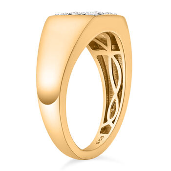 Wei&szlig;er Diamant Ring, 925 Silber Gelbgold Vermeil, (Gr&ouml;&szlig;e 19.00) ca. 0.50 ct