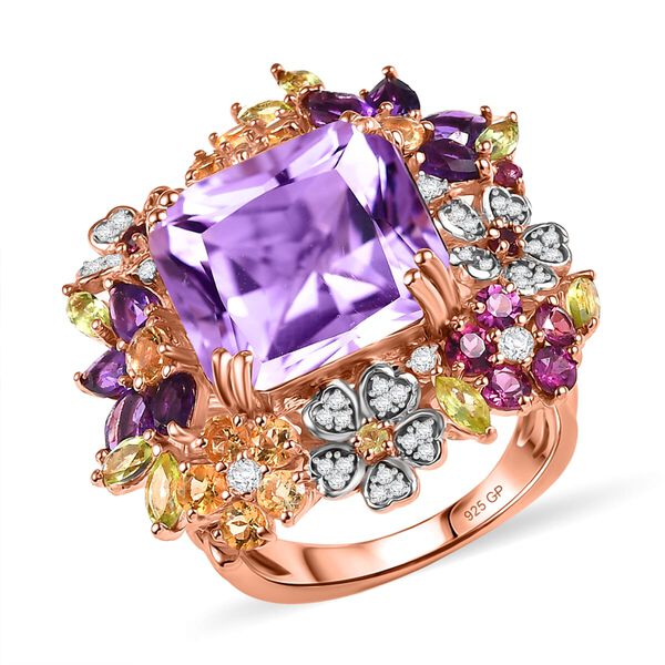 GP Italienische Garten Kollektion - AAA Rose De France Amethyst, Afrikanischer Amethyst Ring 925 Silber 750 Ros&eacute;gold Vermeil (Gr&ouml;&szlig;e 19.00) ca. 17.45 ct