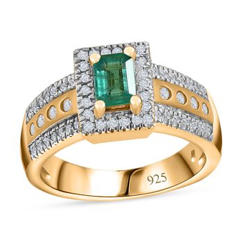 AAA Smaragd und Zirkon Ring- 1,07 ct.
