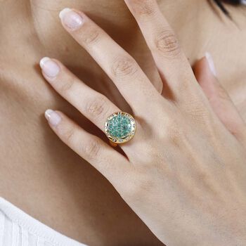 Gemfields Smaragd Ring, 925 Silber Gelbgold Vermeil (Gr&ouml;&szlig;e 18.00) ca. 2.22 ct
