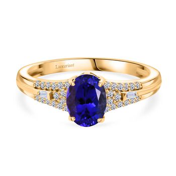 LUXURIANT AAA Tansanit und SI-GH Labor Diamant Ring in 375 Gold - 1,53 ct.