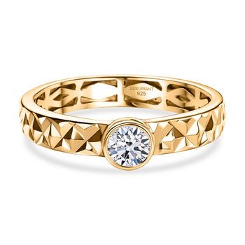 LUXURIANT SI-GH Labor Diamant Ring, 925 Silber 750 Gelbgold Vermeil - 0,25 ct.