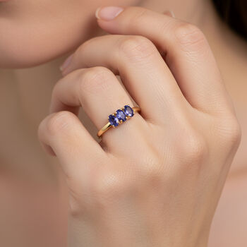D'Joy AAA Tansanit Ring, 925 Silber vergoldet - 0,71 ct.