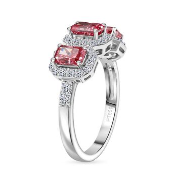 LUXURIANT VS rosa und VS-EF wei&szlig;er Labor Diamant Ring in 950 Platin - 2 ct.