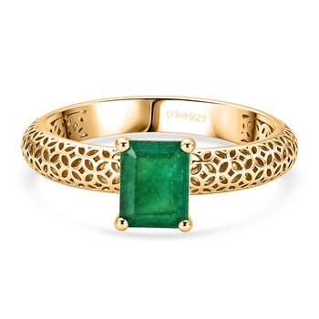 D'Joy Socoto Smaragd Ring 925 Silber 750 Gelbgold vermeil (Gr&ouml;&szlig;e 19.00) ca. 0.99 ct