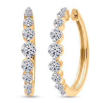 LUXURIANT SGL zertifizierte SI-GH Labor Diamant Ohrringe, 925 Silber 750 Gelbgold Vermeil - 1 ct.