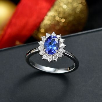 Luxuriant - AAA Tansanit, Lab Grown Diamant Ring 417 Gold (Gr&ouml;&szlig;e 20.00) ca. 1.50 ct