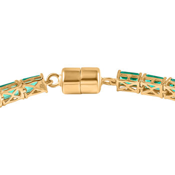 LUXURIANT AAA Labor kolumbianisches Smaragd 19cm Armband, 925 Silber 750 Gelbgold Vermeil - 12,87 ct.