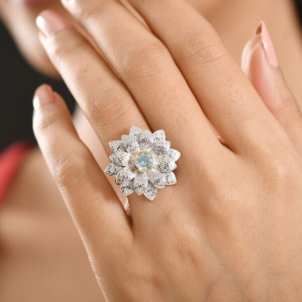 EverTrue himmelblauer Topas zweifarbiger Ring - 1 ct. image number 3