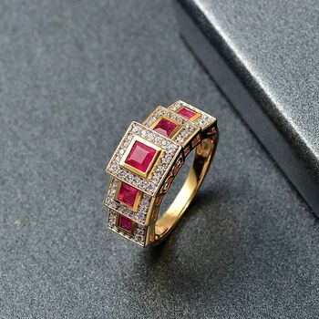 D'Joy Afrikanischer Rubin und Zirkon Ring - 1,85 ct.