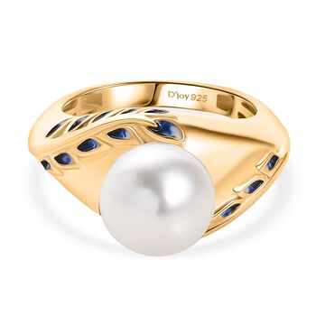 D'Joy S&uuml;&szlig;wasser Perle (10-10.5 mm) Ring 925 Silber 750 Gelb Vergoldet (Gr&ouml;&szlig;e 17.00)