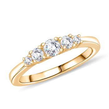 RADIANTA GRA zertifiziert Moissanit (D-VVS) Ring 925 Silber vergoldet (Gr&ouml;&szlig;e 19.00) ca. 0.49 ct