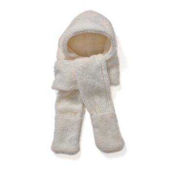 Kuschelige 3-in-1 Sherpa M&uuml;tze, Schal und Handw&auml;rmer, Wei&szlig;