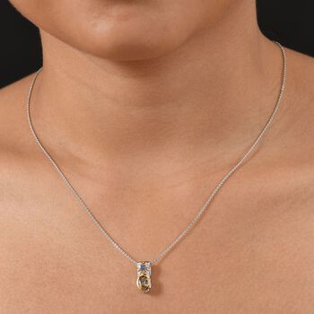 D'Joy goldener Tansanit und lila Tansanit zweifrabiger Ring und Anh&auml;nger mit 50cm Kette