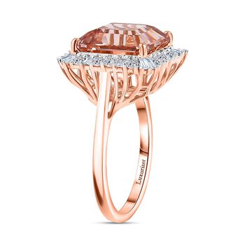 LUXURIANT AAA Morganit und Labor Diamant Ring in 417 Ros&eacute;gold - 6 ct.