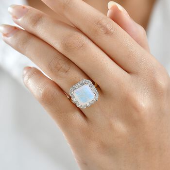 Luxuriant - AAA Nat&uuml;rlicher, &auml;thiopischer Welo Opal, Lab Grown Diamant Ring 417 Gold (Gr&ouml;&szlig;e 17.00) ca. 3.47 ct