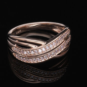 Nat&uuml;rlicher, rosa Diamant Ring, 925 Silber Ros&eacute;gold Vermeil (Gr&ouml;&szlig;e 20.00) ca. 0.20 ct