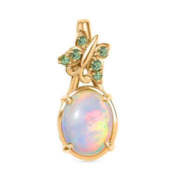 D'Joy AA Nat&uuml;rlicher, &auml;thiopischer Welo Opal und Tsavorit Granat Anh&auml;nger - 1,40 ct.