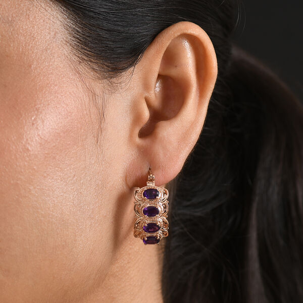 EVER TRUE Afrikanischer Amethyst Ohrringe 950 Kupfer ca. 3,54 ct. image number 2