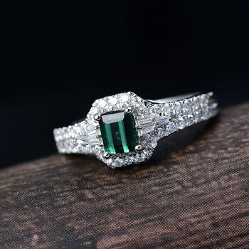 LUXORO AAA Pirineu Lagoon Turmalin und Diamant Ring in 417 Wei&szlig;gold - 1,20 ct.