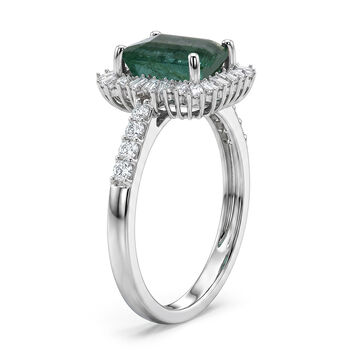 D'Joy AA Smaragd, Moissanit Ring 925 Silber Rhodiniert (Gr&ouml;&szlig;e 17.00) ca. 1,93 ct