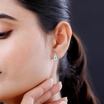 LUXORO zertifiziert und gepr&uuml;ft AAA Santamaria Aquamarin und Diamant Ohrringe in 585 Wei&szlig;gold - 1 ct.