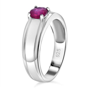 Afrikanischer Rubin (Fissure gef&uuml;llt) Ring, 925 Silber rhodiniert (Gr&ouml;&szlig;e 18.00) ca. 0.76 ct