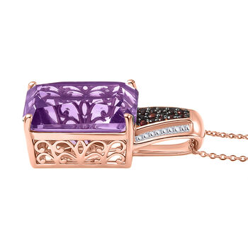 D'Joy Rose De France Amethyst, Moissanit und Mosambik Granat Anh&auml;nger mit 50cm Kette - 16,51 ct.