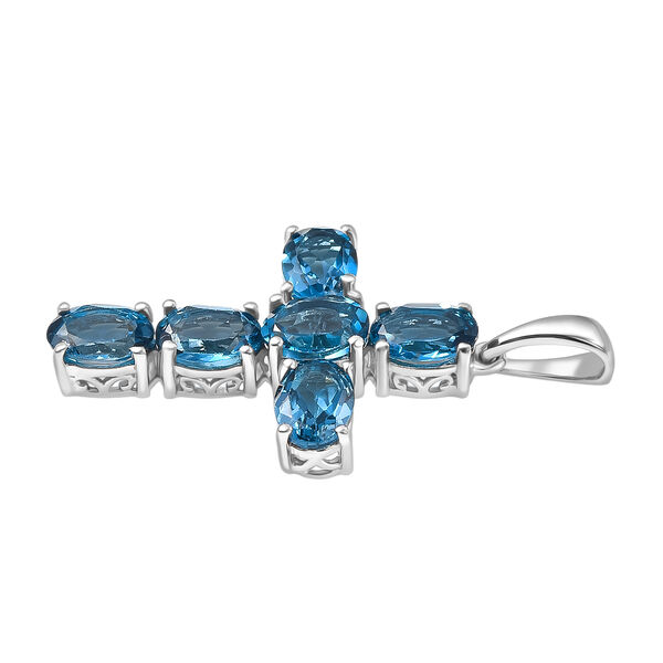 D'Joy London Blau Topas Anh&auml;nger 925 Silber rhodiniert ca. 5,65 ct. image number 4