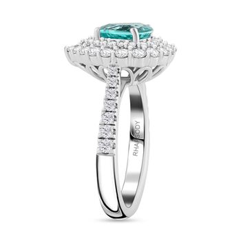 CHAIRMAN VAULT COLLECTION - AAAA Paraiba Turmalin, Wei&szlig;er Diamant Ring, zertifiziert und gepr&uuml;ft, 950 Platin (Gr&ouml;&szlig;e 17.00) ca. 2.90 ct