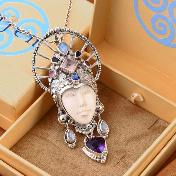 Afrikanischer Amethyst, Rosenquarz Anh&auml;nger 925 Silber ca. 7,81 ct. image number 1