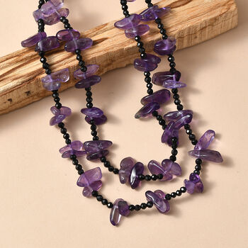 Afrikanische Amethyst und schwarze Spinell 91cm Halskette - 125 ct.