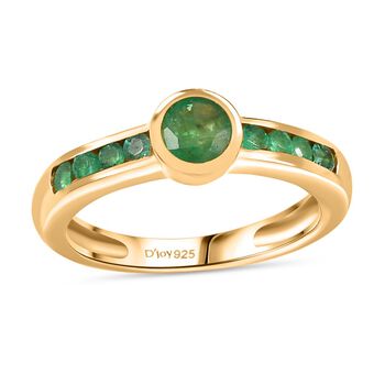 Timeless Embrace - D joy Kagem Sambischer Smaragd Ring 925 Silber 750 Gelbgold Vermeil (Gr&ouml;&szlig;e 18.00) ca. 0.76 ct