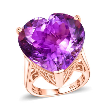 AAA Rose De France Amethyst Ring 925 Silber 750 Ros&eacute;gold Vermeil (Gr&ouml;&szlig;e 17.00) ca. 24,94 ct