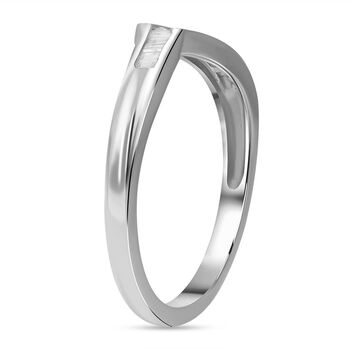 Wishbone Diamant-Ring in platiniertem Silber - 0,17 ct.