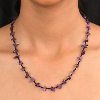 Afrikanische Amethyst und schwarze Spinell 91cm Halskette - 125 ct.