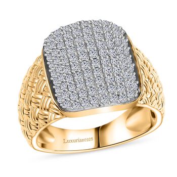 LUXURIANT DIAMOND - Lab Grown Diamant SI-GH SGL zertifiziert Ring 925 Silber 750 Gelbgold Vermeil (Gr&ouml;&szlig;e 17.00) ca. 1,00 ct